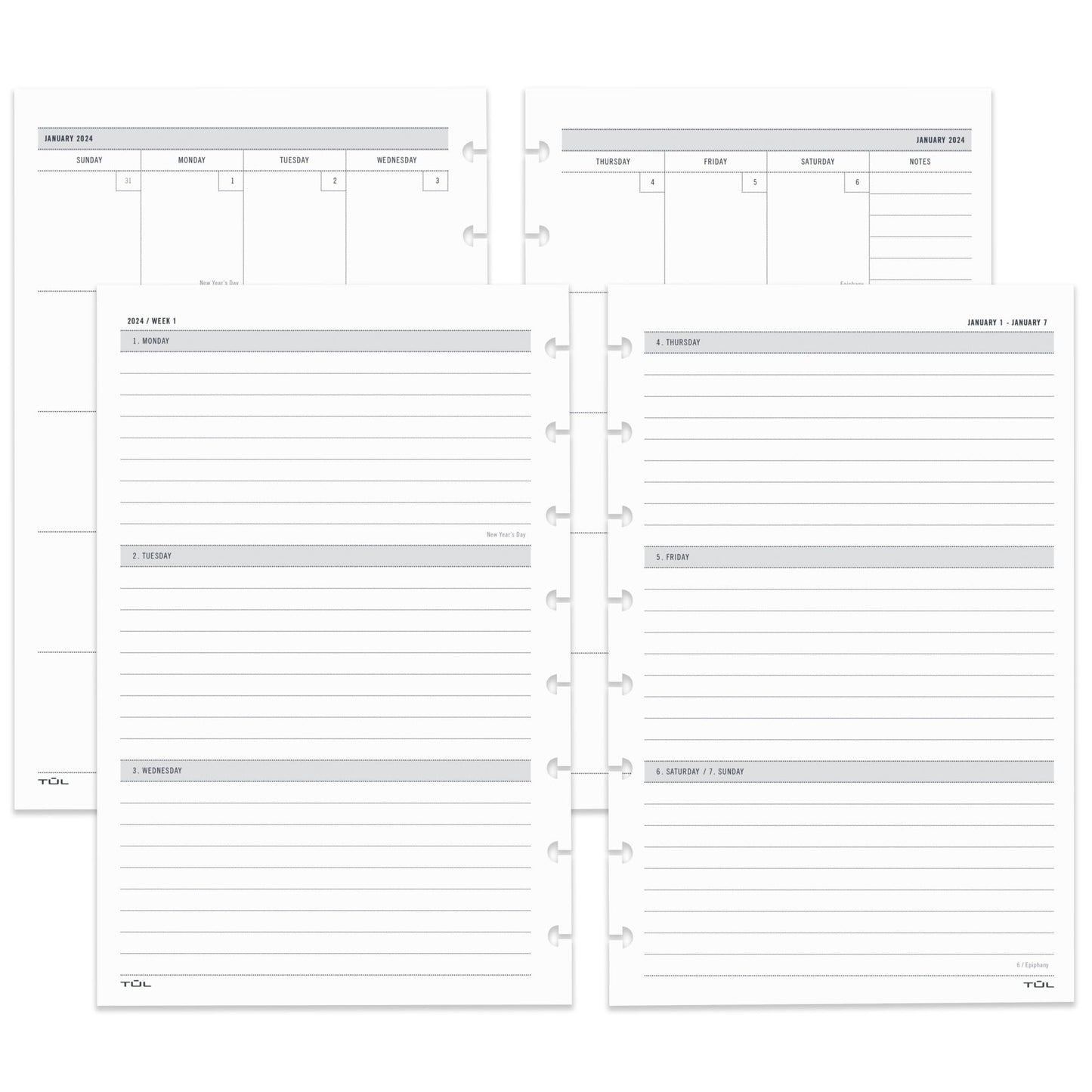 2024 TUL® Discbound Weekly/Monthly Planner Refill Pages, Junior Size