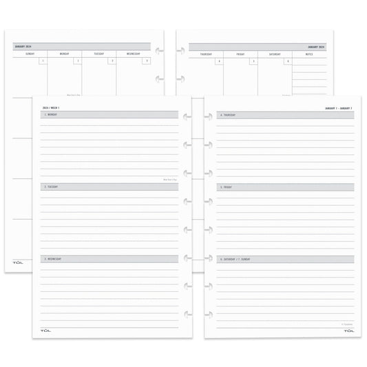 2024 TUL® Discbound Weekly/Monthly Planner Refill Pages, Junior Size