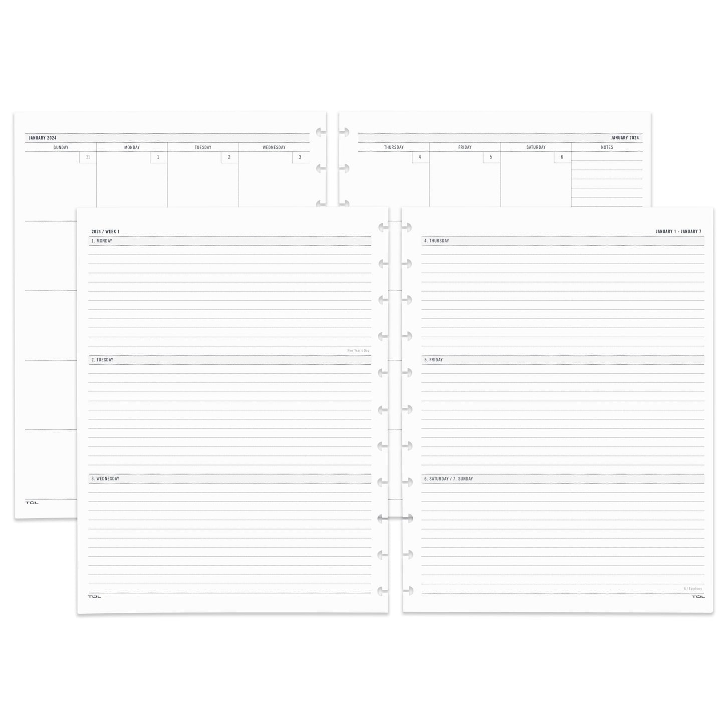 2024 TUL® Discbound Weekly/Monthly Planner Refill Pages, Letter Size