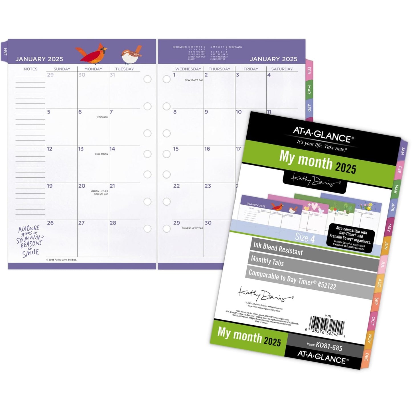 2025 AT-A-GLANCE® Kathy Davis® Monthly Planner Refill, Desk Size, January to December