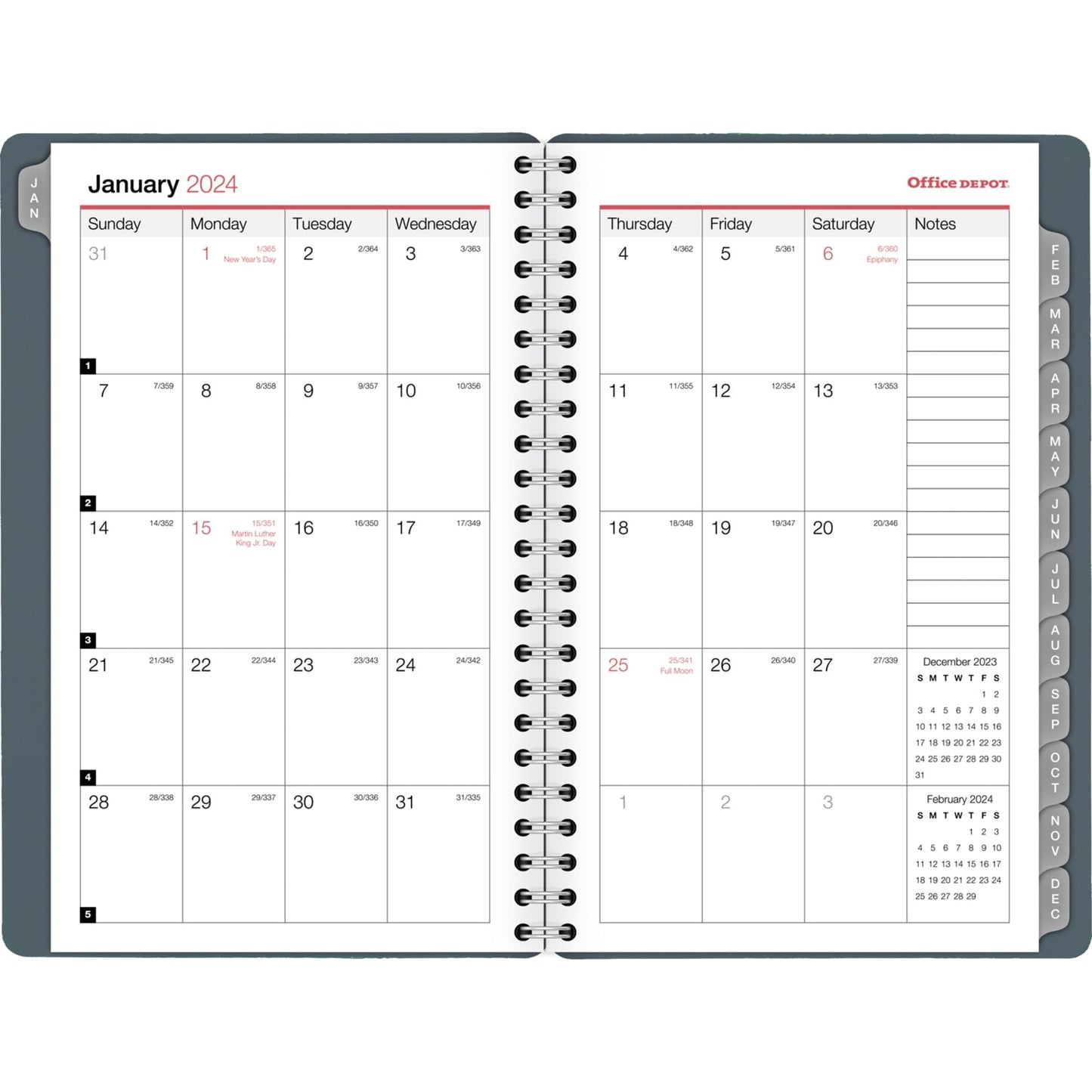 2024 Office Depot� Brand Weekly/Monthly Appointment Book, 5" x 8", Silver, January to December 2024, OD710330