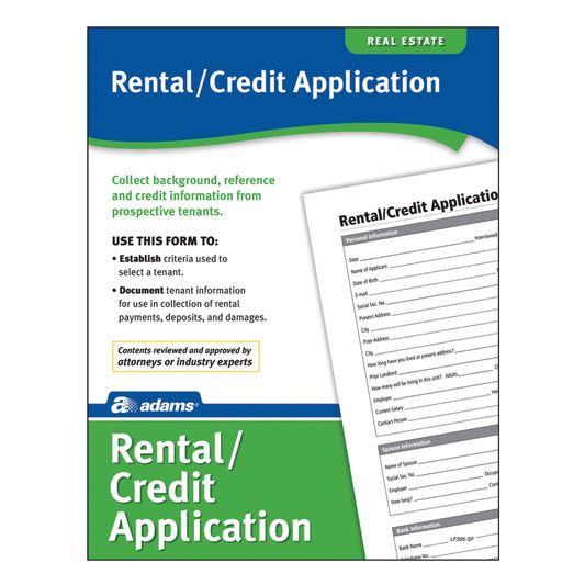 Adams Rental and Credit Application Form, 8.5 x 11 Inch, White (LF305)