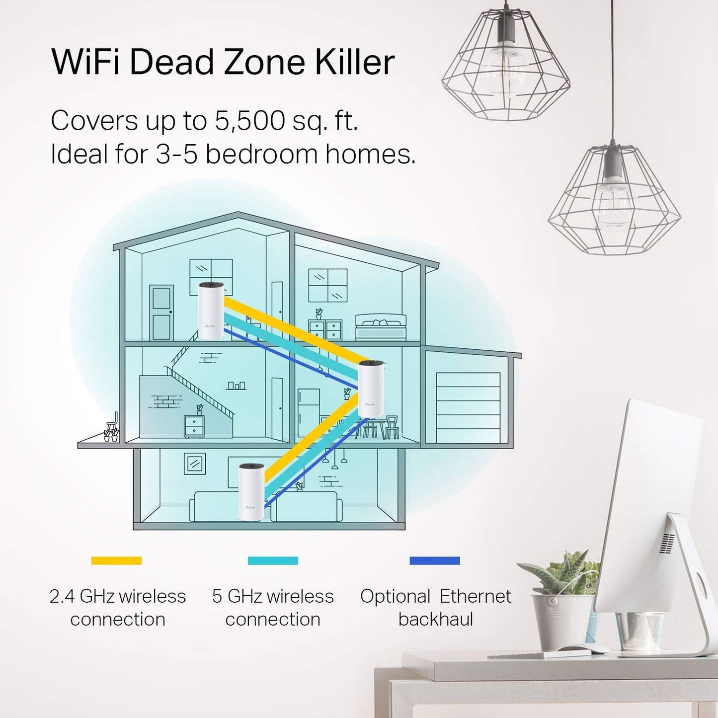 TP-Link Deco Whole Home Mesh WiFi System – Up to 5,500 Sq.ft. Coverage, WiFi Router/Extender Replacement, Gigabit Ports, Seamless Roaming, Parental Controls, Works with Alexa(Deco M4 3-Pack)