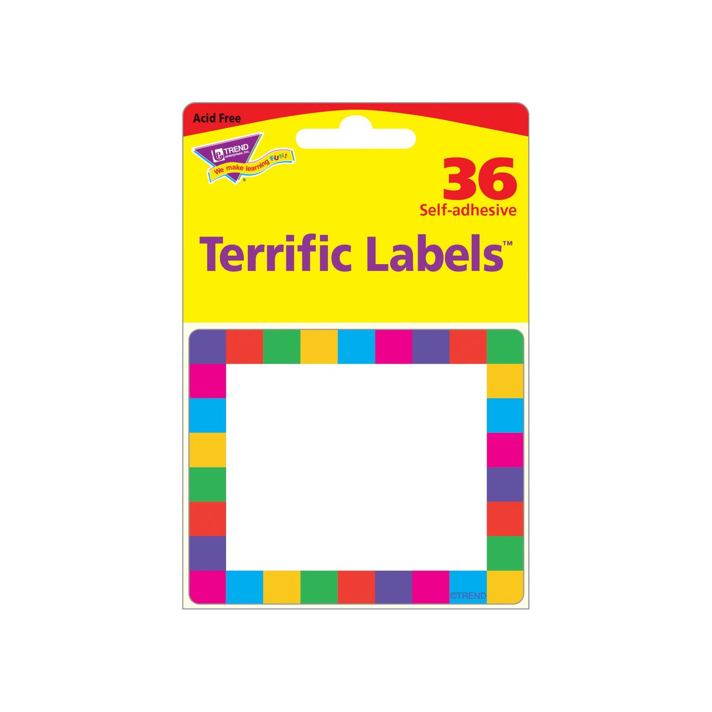 TREND enterprises, Inc. Rainbow Plaid Terrific Labels, 36 ct