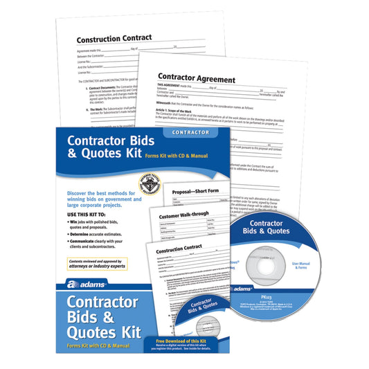 Adams Contractor Bids and Quotes Kit, Forms and Instructions, Includes CD (PK113)