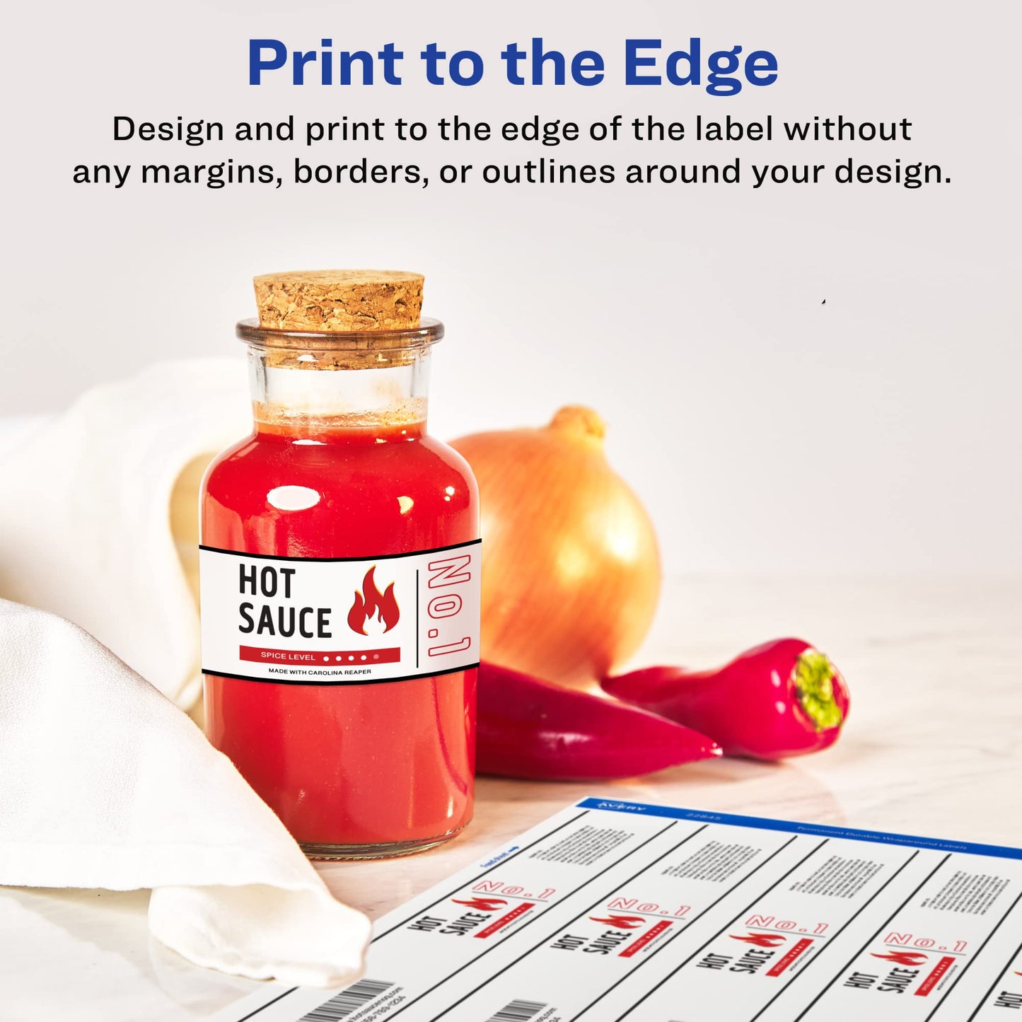 Avery Durable Waterproof Wraparound Rectangle Labels with Sure Feed Technology, 1-1/4" x 9-3/4", Matte White, 40 Customizable Labels for Laser and Pigment-Inkjet Printers (22845)