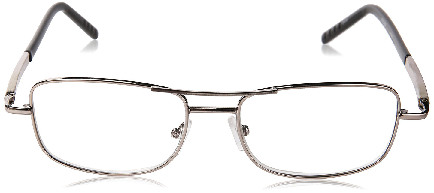 Dr. Dean Edell Premier Silver Metal Aviator with 3/4 Length Black Plastic Temple Tips and SH and DDE Case, 1.25, 0.200 Ounce
