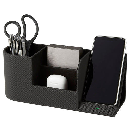 Realspace� Desk Organizer With Wireless Charger With Antimicrobial Treatment  Black