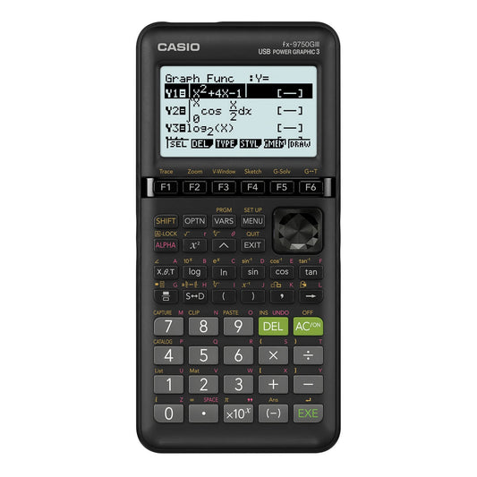 Casio fx-9750GIII, Standard Graphing Calculator, Python and Natural Text Book Display, Black