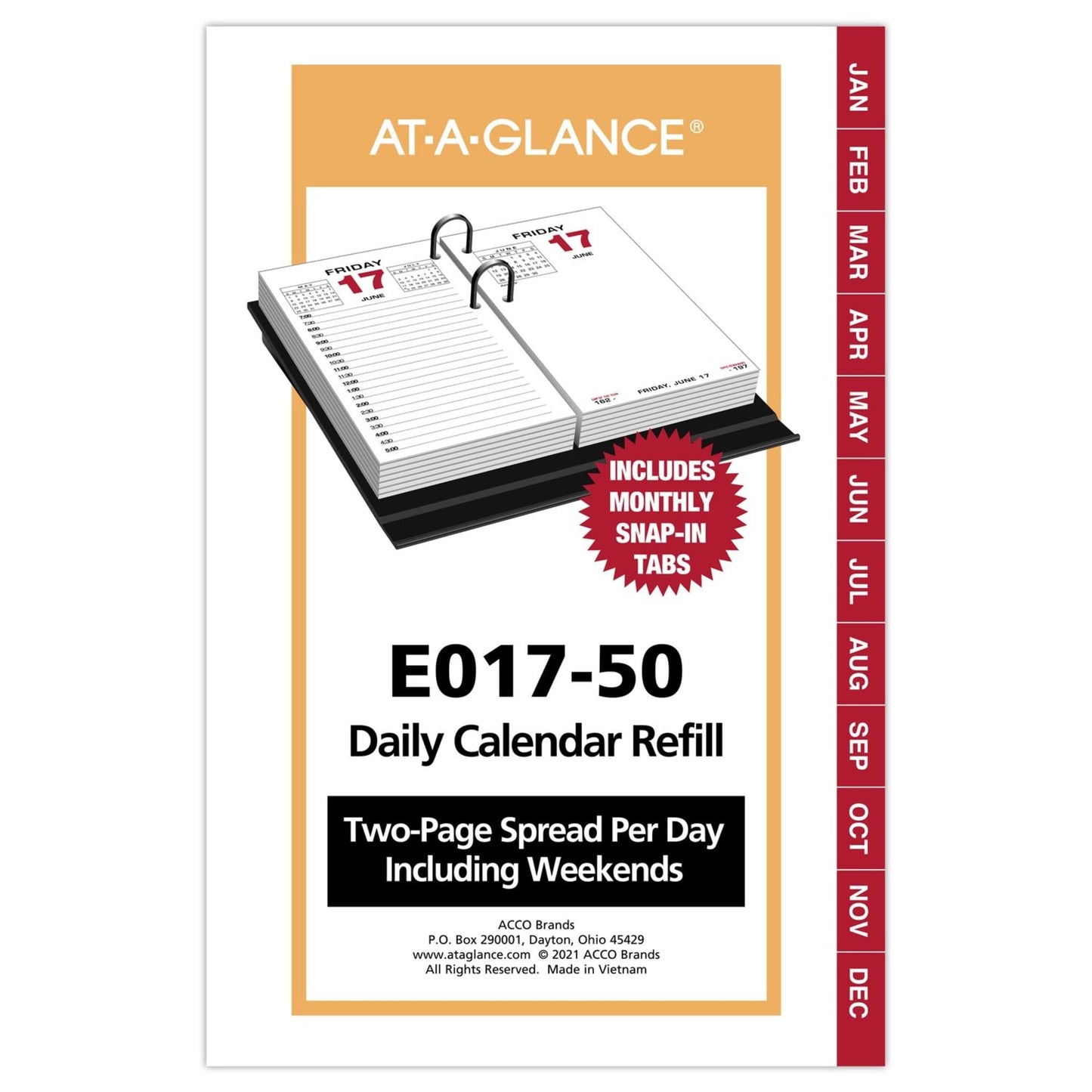 AT-A-GLANCE 2023 Daily Desk Calendar Refill, Standard, 3-1/2" x 6", Loose Leaf, Monthly Tabs (E01750)