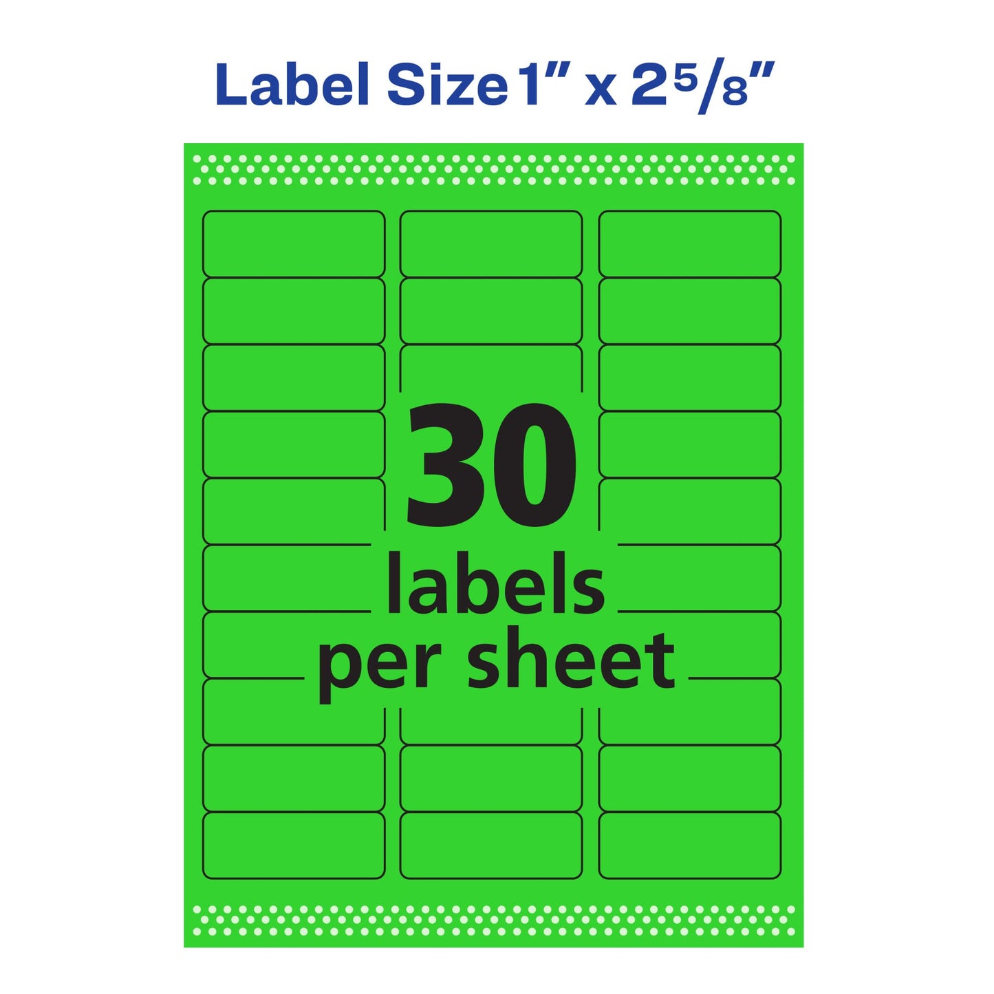 Avery Printable Address Labels with Sure Feed, 1" x 2-5/8", Assorted Neon (Magenta, Green and Yellow), 450 Blank Mailing Labels for Laser and Inkjet Printers (5979)