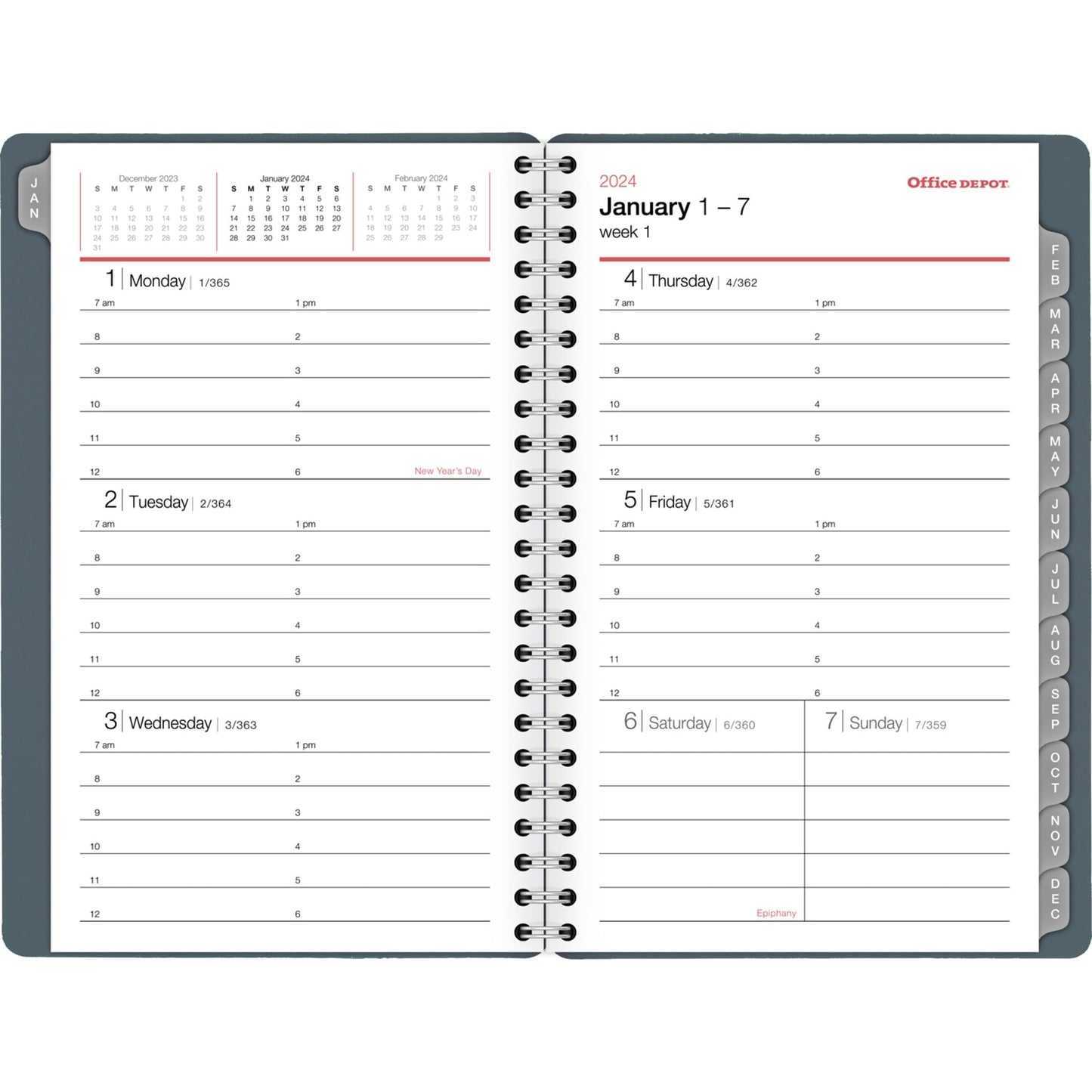 2024 Office Depot� Brand Weekly/Monthly Appointment Book, 5" x 8", Silver, January to December 2024, OD710330