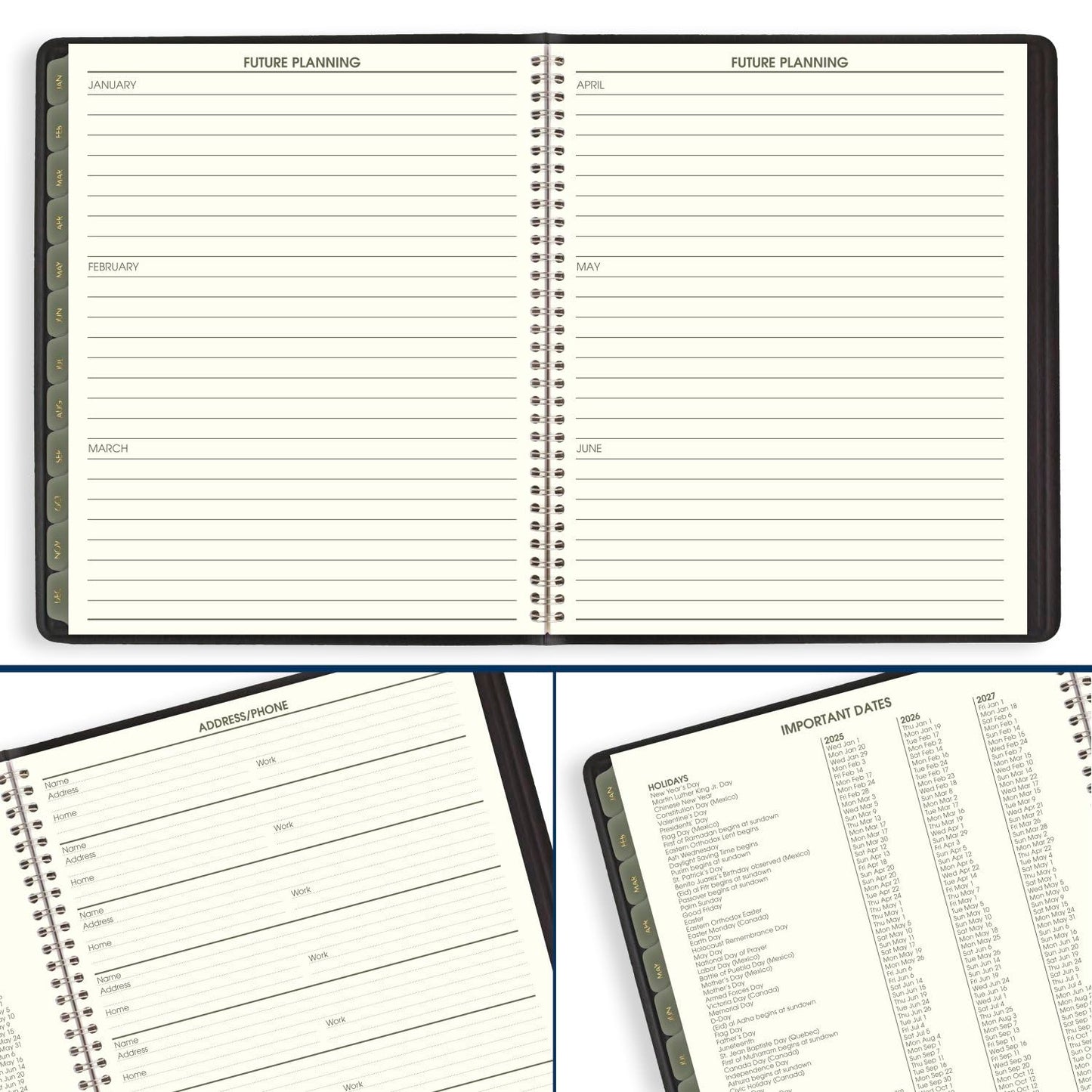 AT-A-GLANCE 2025 Planner, Monthly, 9" x 11", Large, Recycled, Black (70260G0525)