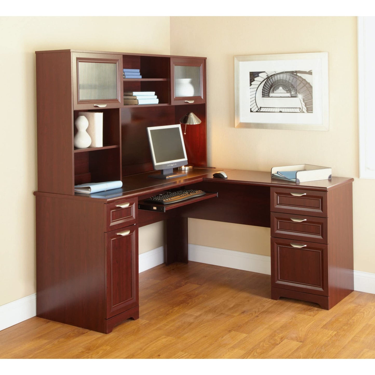 Realspace� Magellan 59"W L-Shape Corner Desk, Classic Cherry