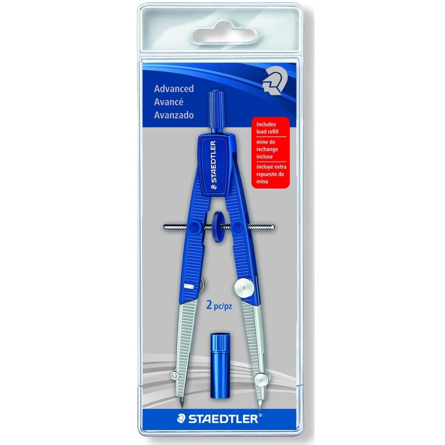 Staedtler 2-Piece Advanced Student Geometrical Compass, Blue, Silver