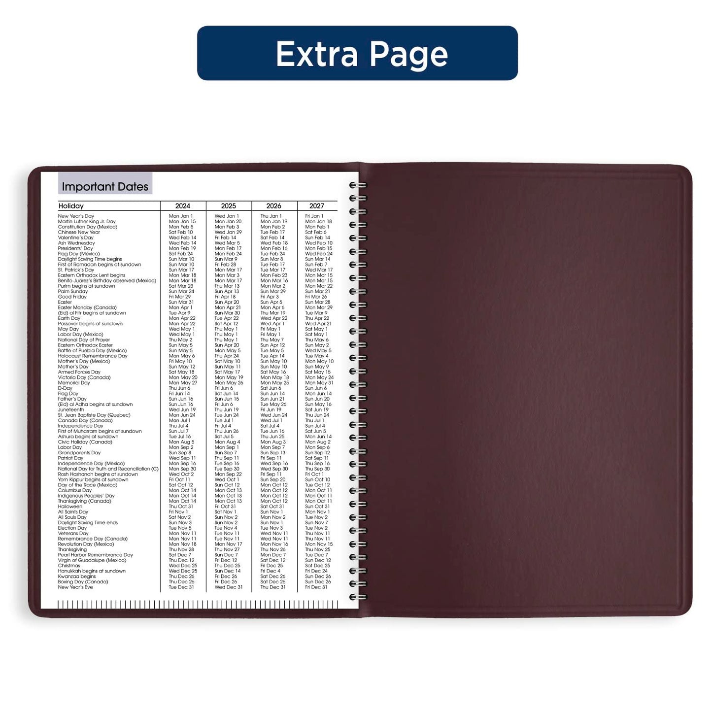 AT-A-GLANCE 2024 Weekly Planner, DayMinder, Quarter-Hourly Appointment Book, 8" x 11", Large, Burgundy (G5201424)