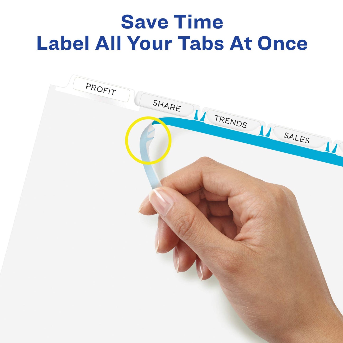 Avery 5 Tab Dividers for 3 Ring Binder, Easy Print & Apply Clear Label Strip, Index Maker Customizable White Tabs, 5 Sets (11436)