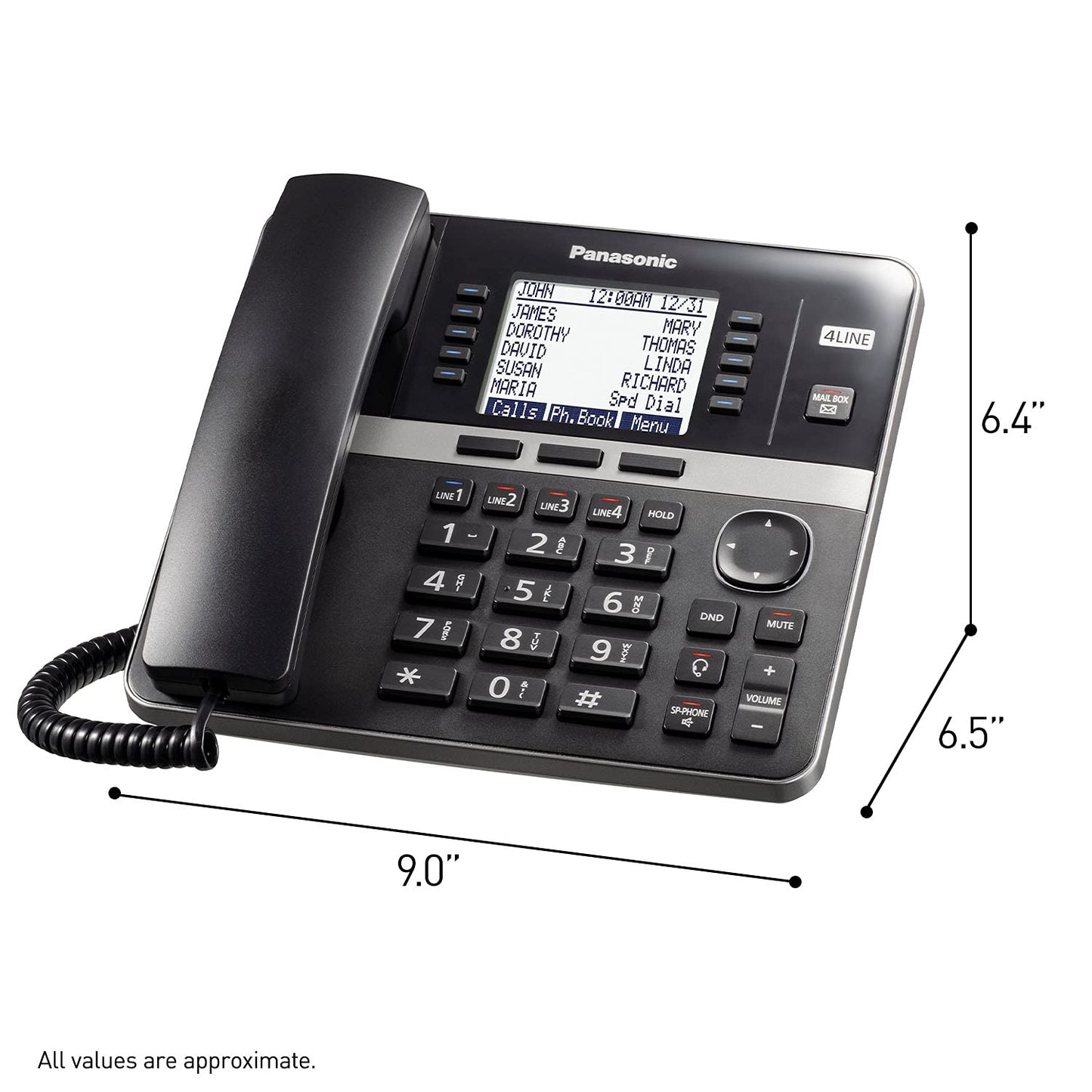 Panasonic Office Phone System, Corded Base Station with 4-Lines Expandable with Up to 10 Compatible Panasonic Business Phones Wirelessly - KX-TGW420B (Black)