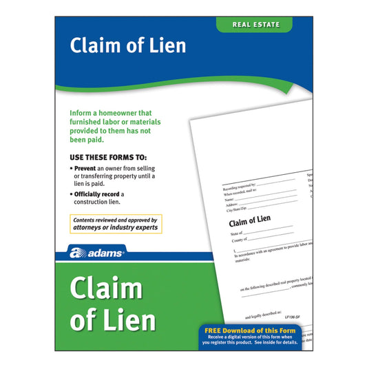 Adams Claim of Lien, Forms and Instructions (LF136)