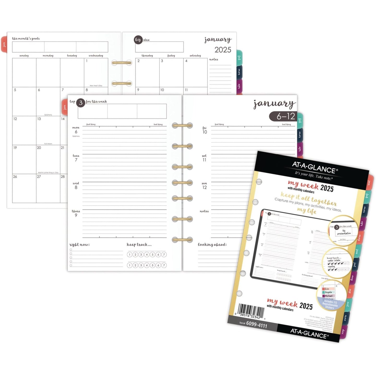 2025 AT-A-GLANCE® Harmony Weekly/Monthly Planner Refill, Desk Size, 5-1/2" x 8-1/2", January To December