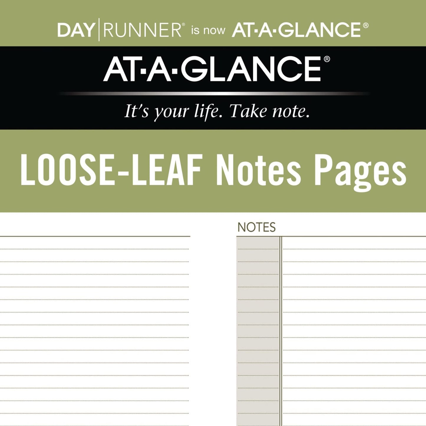 AT-A-GLANCE Day Runner Notes Pages, 87228 DAY-TIMER, Refill, Loose-Leaf , Undated, for Planner, 5-1/2" x 8-1/2", Size 4, 30 Sheets/Pack (011-200)
