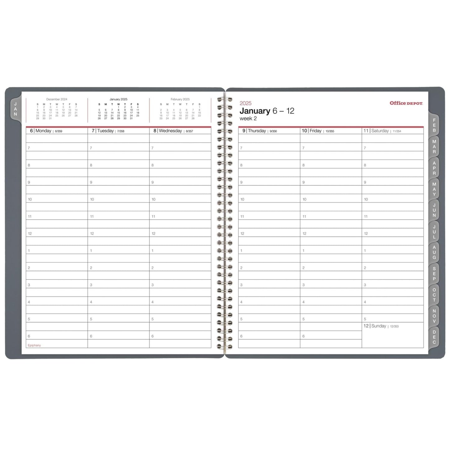 2025 Office Depot Weekly/Monthly Planner, 8-1/2" x 11", Silver, January To December, OD711830