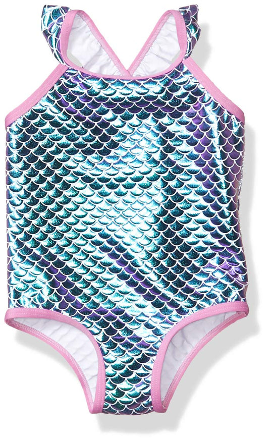 Pink Platinum Girls Baby Mermaid Bathing Suit, Purple, 3T