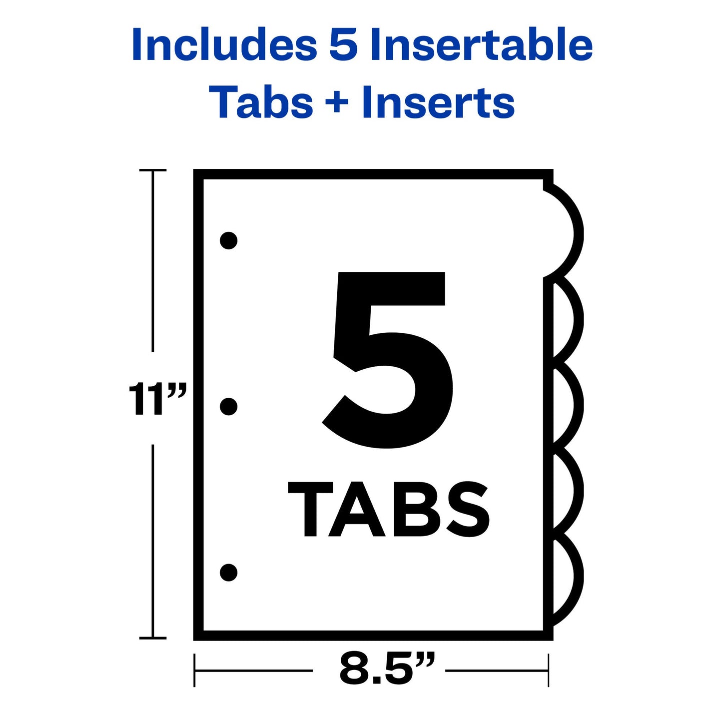 Avery 11200 Insertable Style Edge Tab Plastic Dividers, 5-Tab, Letter