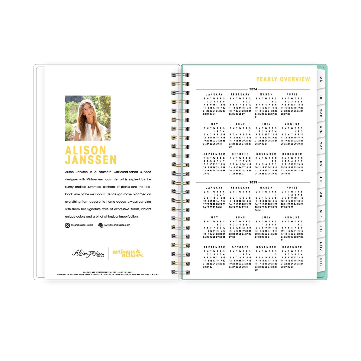 2024 Blue Sky™ AM Happy CYO Weekly/Monthly Planning Calendar, 5" x 8", Yellow, January to December