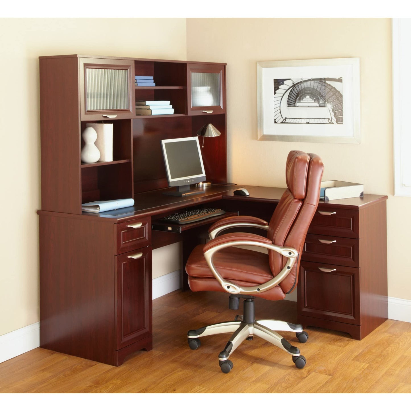 Realspace� Magellan 59"W L-Shape Corner Desk, Classic Cherry