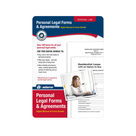 Adams Personal Legal Forms and Agreements, Downloadable Product Details on Packaging (SS4322)