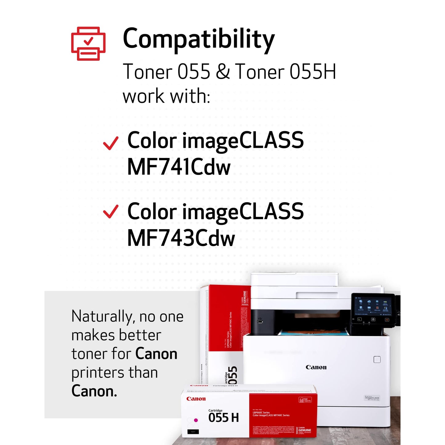 Canon Genuine Toner, Cartridge 055 Magenta (3014C001) 1 Pack Color imageCLASS MF741Cdw, MF743Cdw, MF745Cdw, MF746Cdw, LBP664Cdw Laser Printers