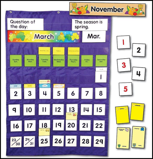 Carson Dellosa 26" x 37.25" Monthly Weather and Calendar Pocket Chart for