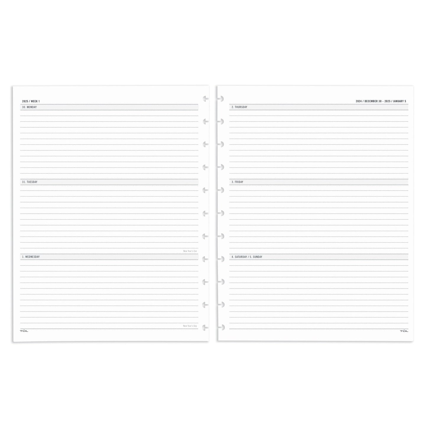 2025 TUL® Discbound Weekly/Monthly Planner Refill Pages, Letter Size, January To December