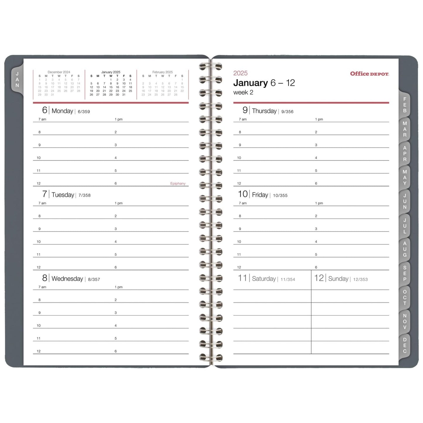 2025 Office Depot Weekly/Monthly Appointment Book, 5" x 8", Silver, January To December, OD710330