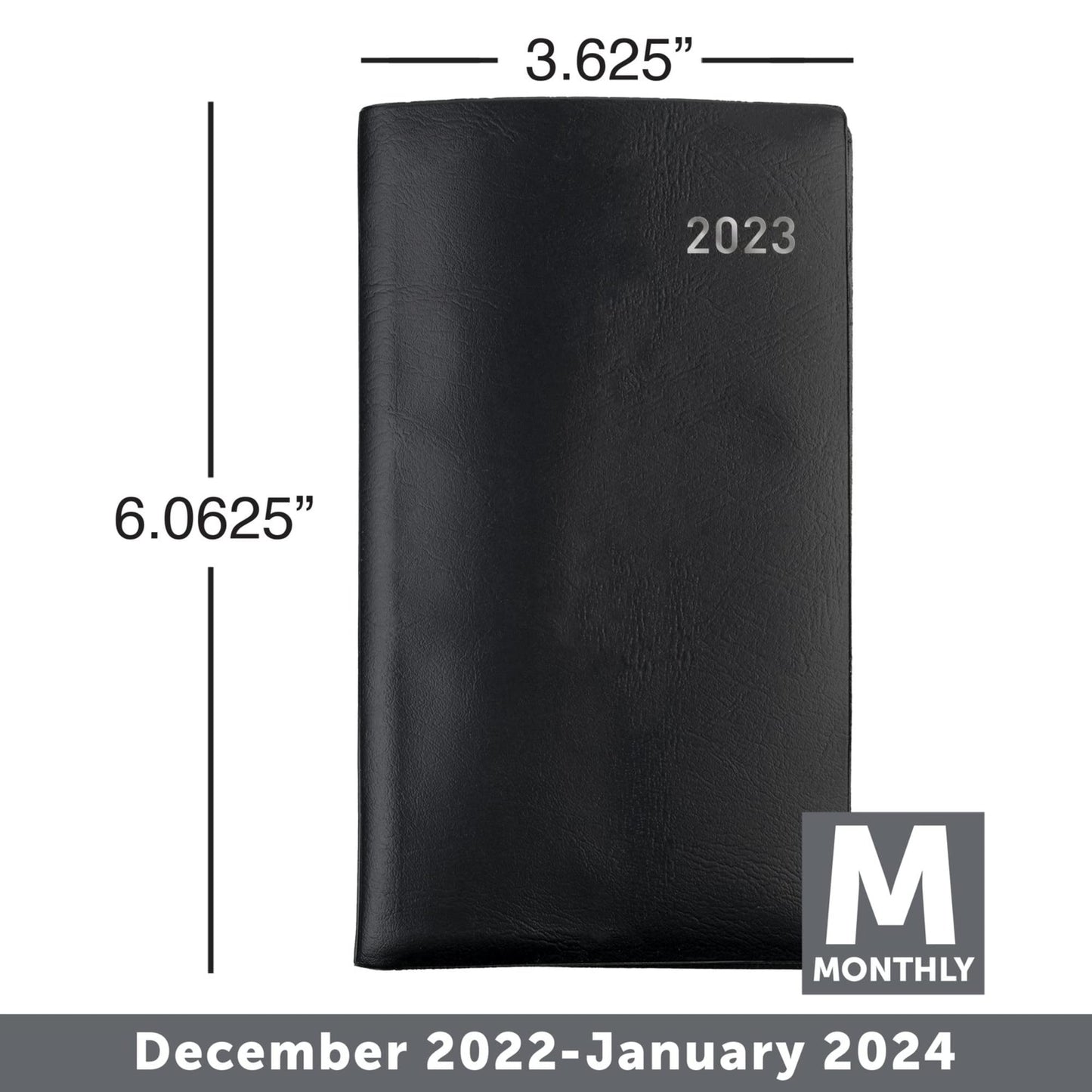 2022-2024 Office Depot� Brand 14-Month Monthly Planner, 3-1/2" x 6", Black, December 2022 To January 2024 , OD710100