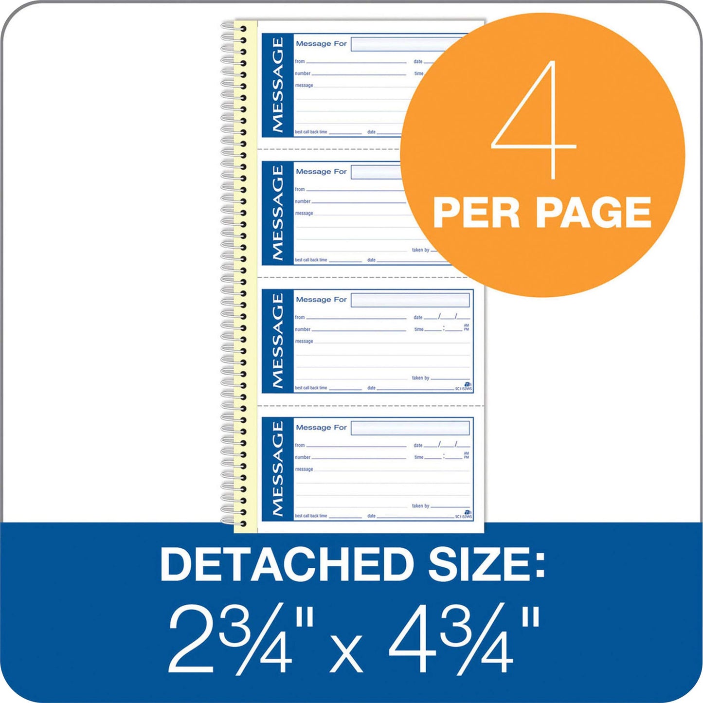 Adams Write 'N Stick Message Pad, 2-Part, Carbonless, Blue, 5-1/4" x 11", 200 Sets per Book (SC1153WS) (Pack of 2)