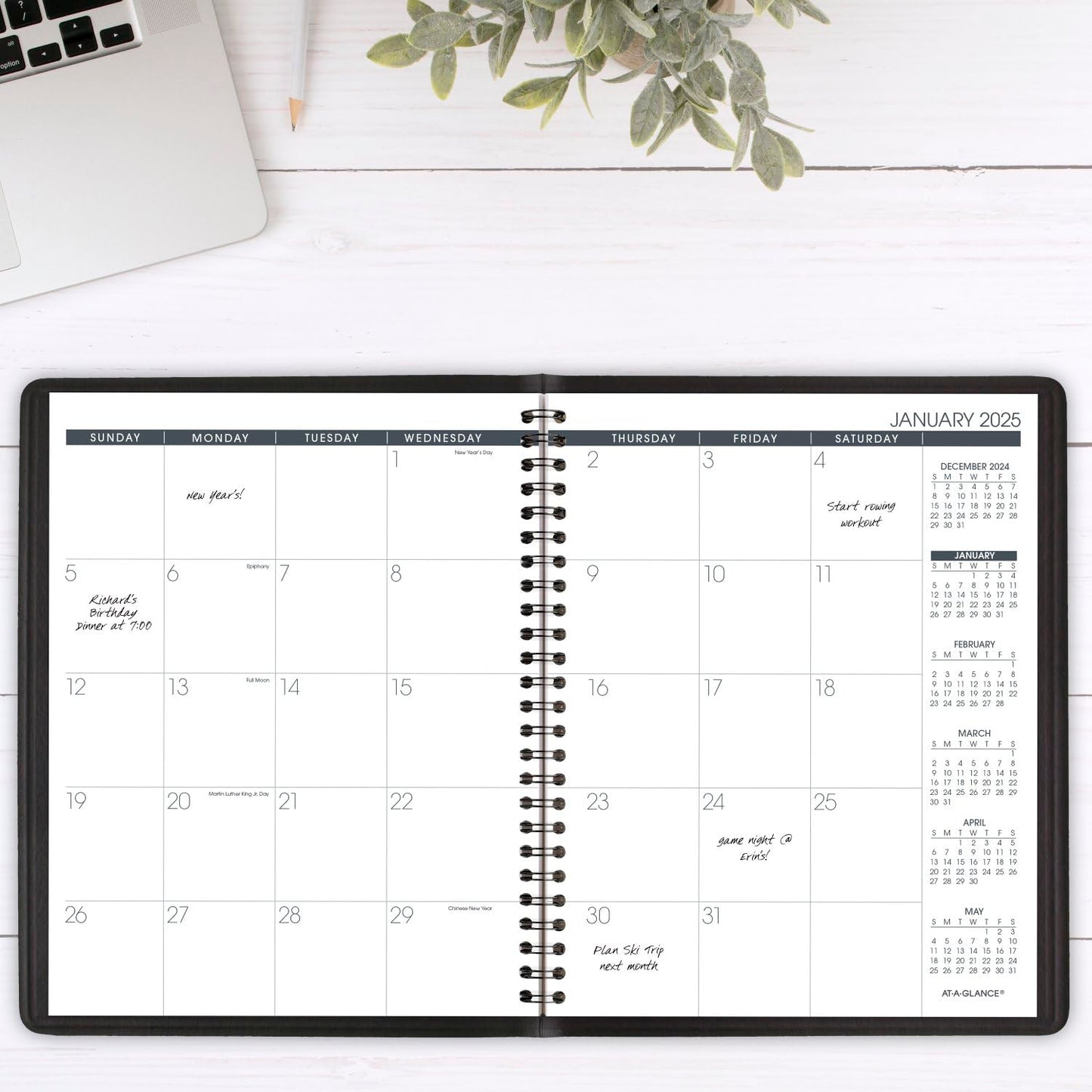 AT-A-GLANCE 2025 Planner, Monthly, 7" x 8-3/4", Medium, Black (701200525)