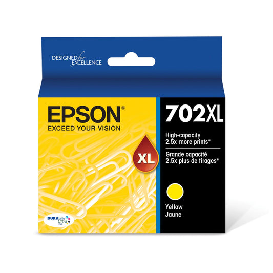 EPSON 702 DURABrite Ultra Ink High Capacity Yellow Cartridge (T702XL420) Works with WorkForce Pro WF-3720, WF-3730, WF-3733