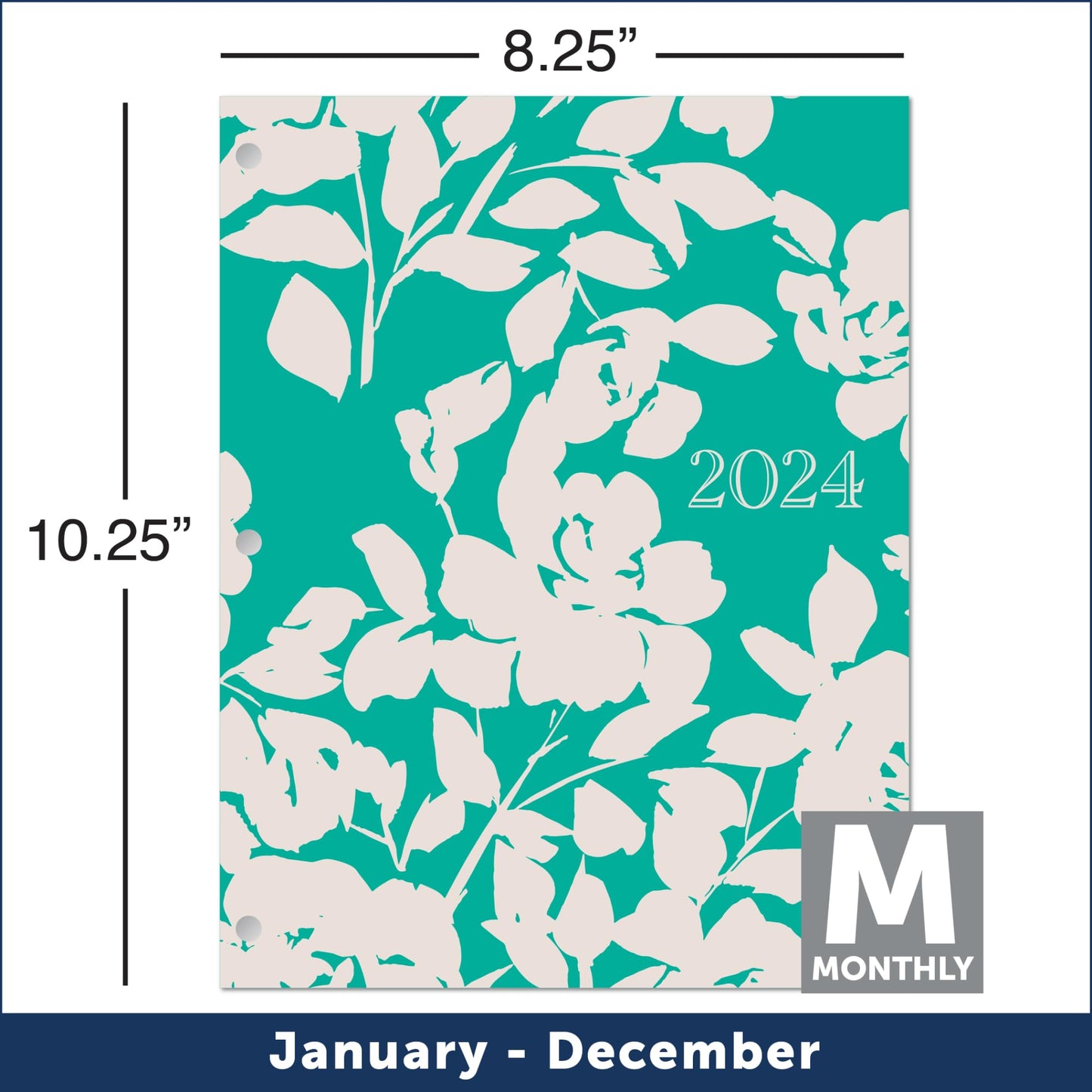 2024 Office Depot� Brand Monthly Planner, 8-1/4" x 10-1/4", Floral, January To December 2024