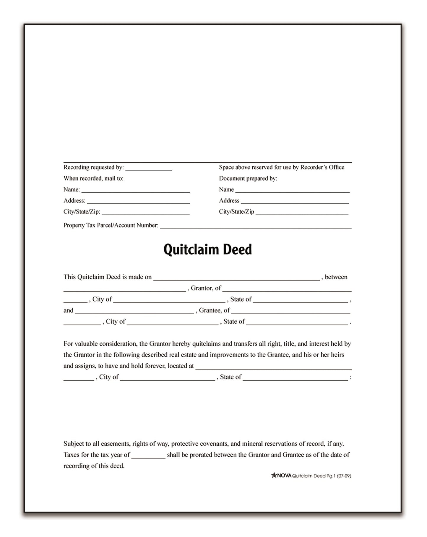 Adams Quitclaim Deed, Forms and Instructions (LF298) , White