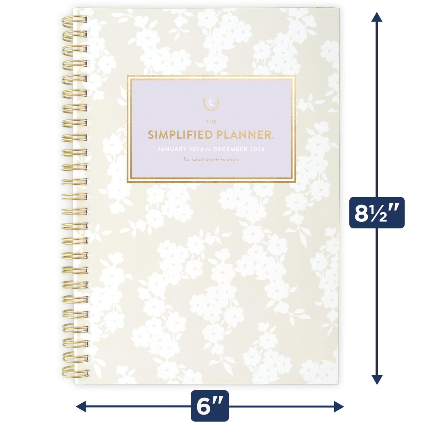 2024 Simplified by Emily Ley for AT-A-GLANCE® Weekly/Monthly Planner, 5-1/2" x 8-1/2", Cream Blossoms, January to December 2024, EL19-200