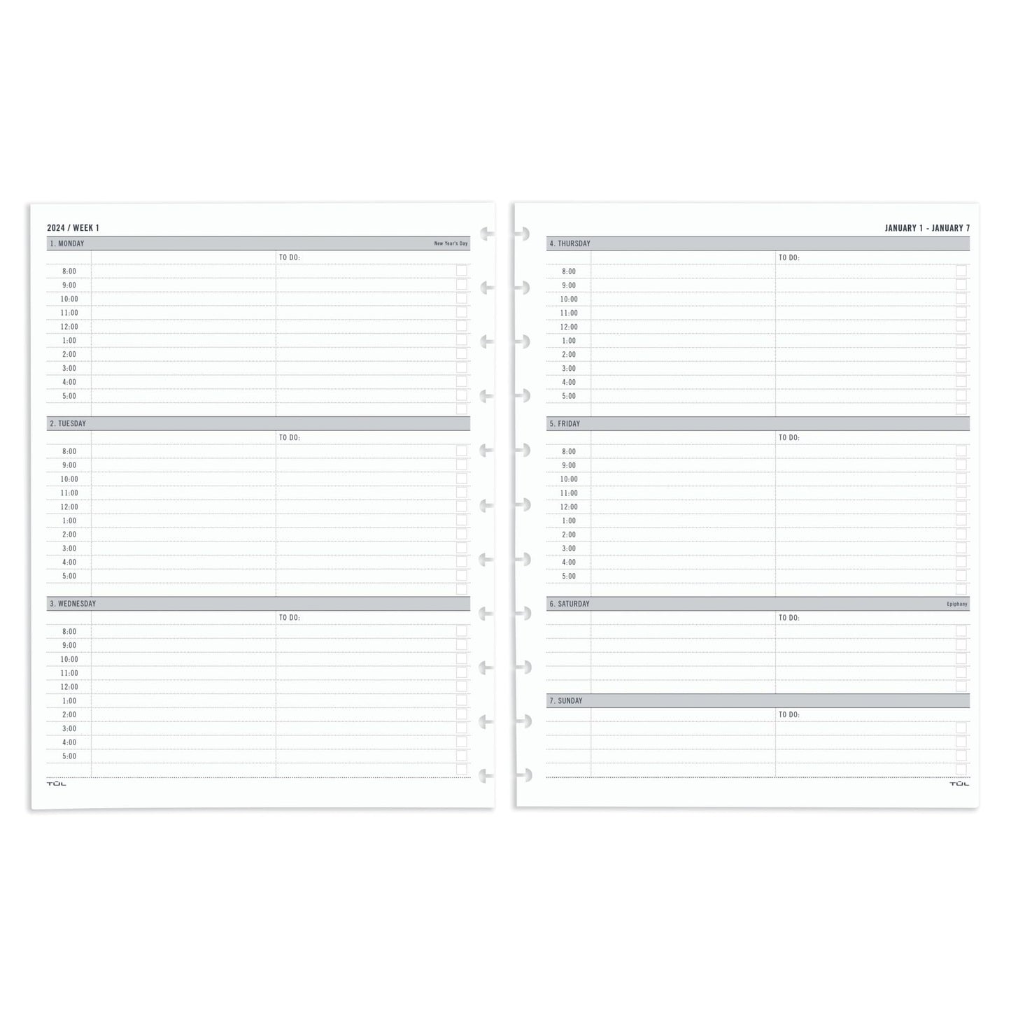 2024 TUL® Discbound Weekly Planner Refill Pages, Hourly Appointment Times, Letter Size, January To December