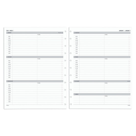 2024 TUL® Discbound Weekly Planner Refill Pages, Hourly Appointment Times, Letter Size, January To December