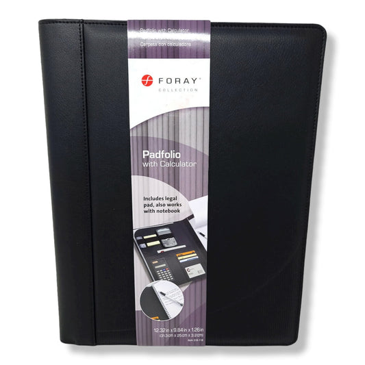 Foray Legal Pad Holder Letter Size with 2 Pockets and 4 Card Pocket Calculator, Black SKU: 146281
