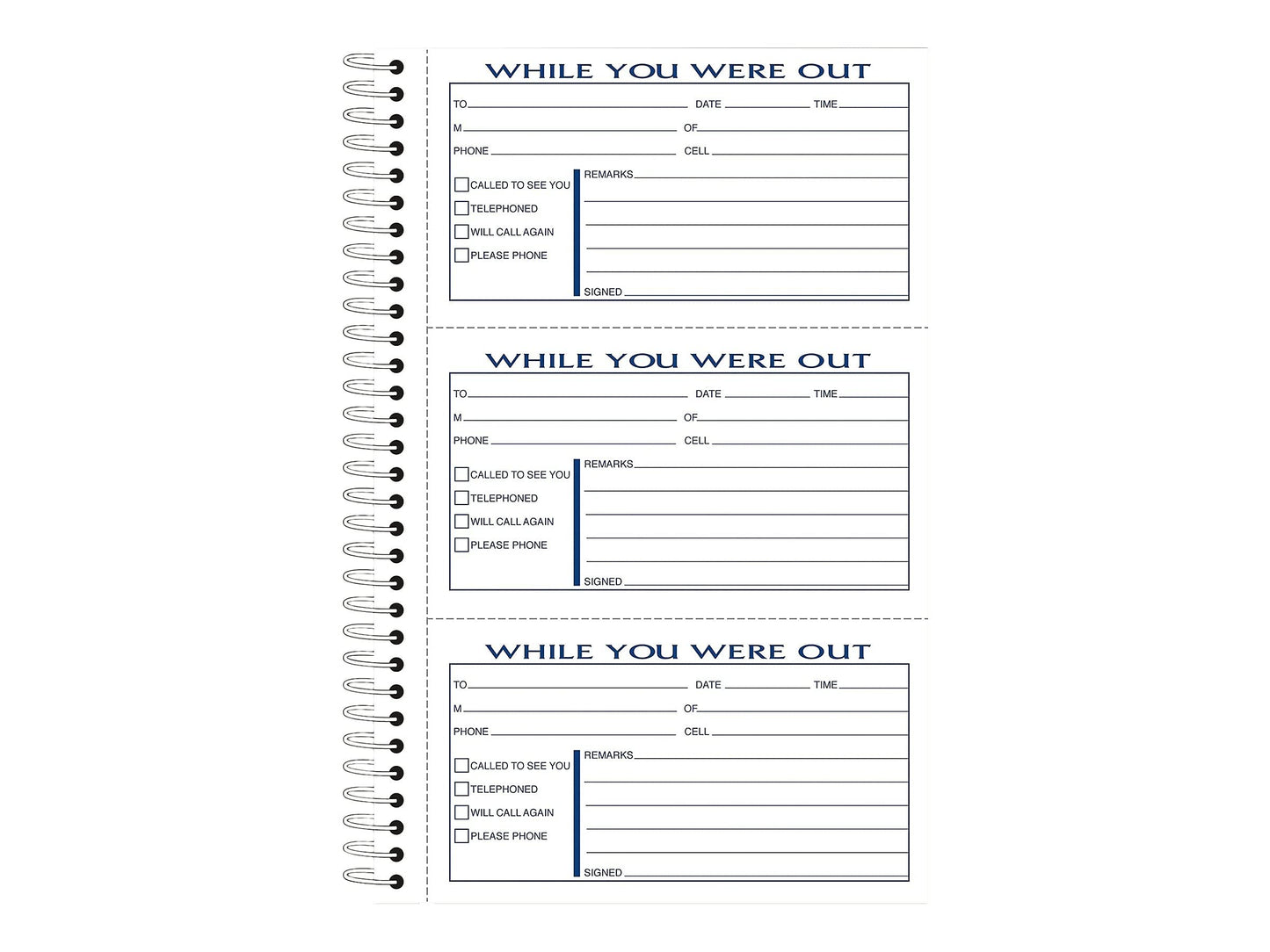 Adams Phone Message Book, 8.5 x 5.25 Inch, Spiral Bound, 2-Part, Carbonless, 3 Messages per Page, 300 Sets, White and Canary (SC8603D)