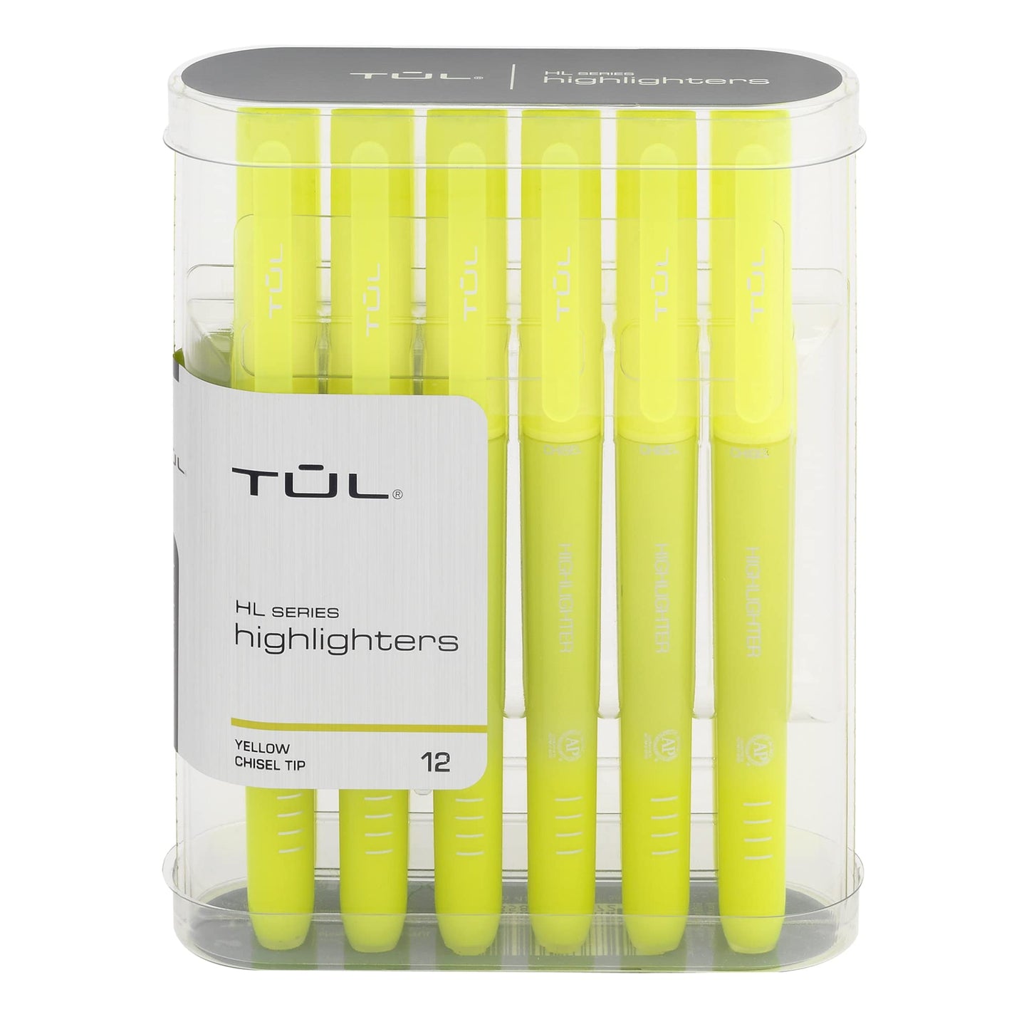 TUL® Highlighters, Chisel Point, Fluorescent Yellow Barrel, Fluorescent Yellow Ink, Pack Of 12 Highlighters