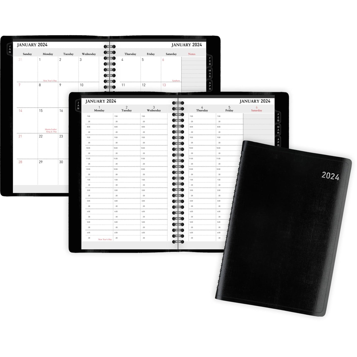 2024 Office Depot® Brand Weekly/Monthly Appointment Book, 5" x 8", Black, January to December 2024, OD711300