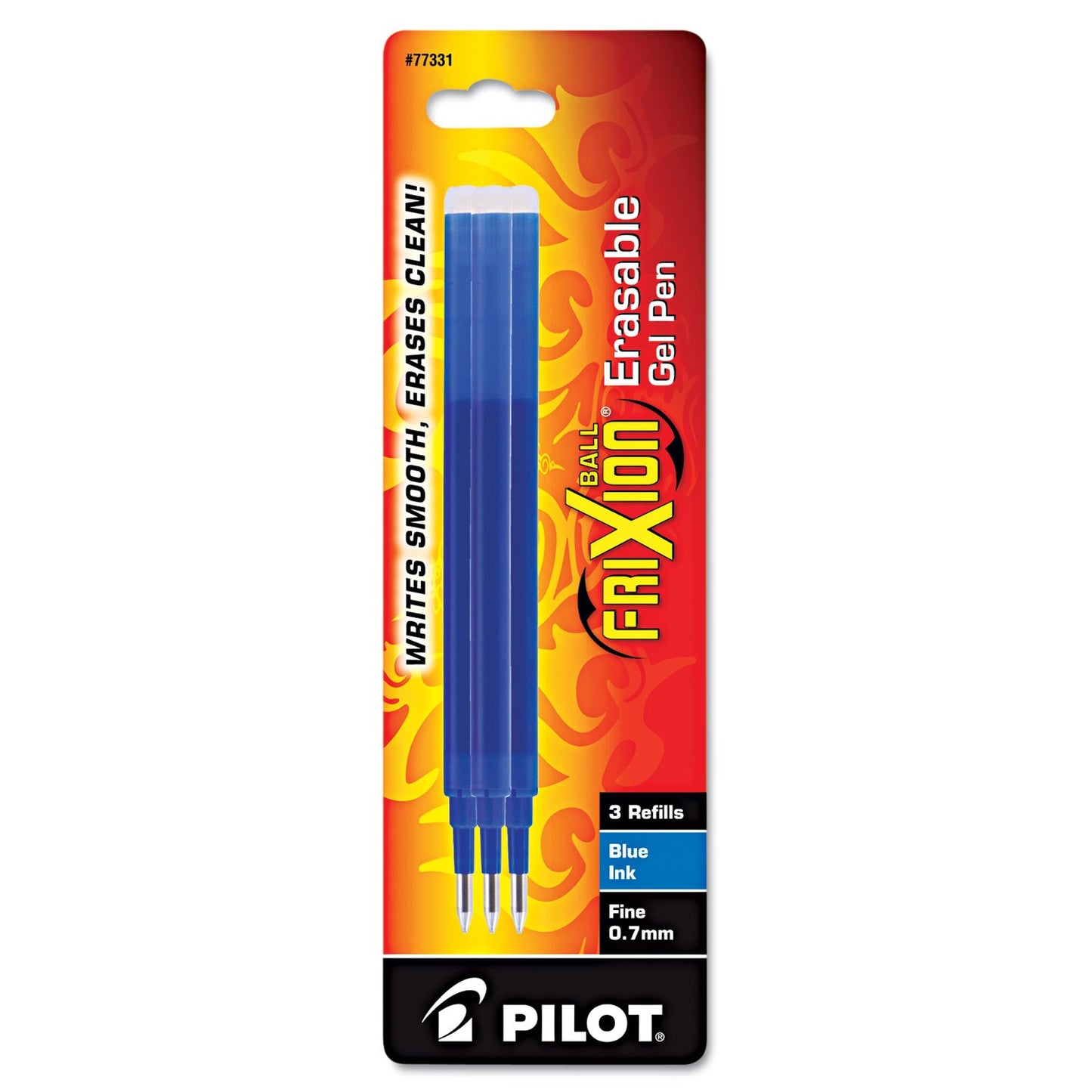 Pilot, FriXion Ball Gel Ink Refills for Erasable Pens, Fine Point 0.7 mm, Pack of 3, Blue