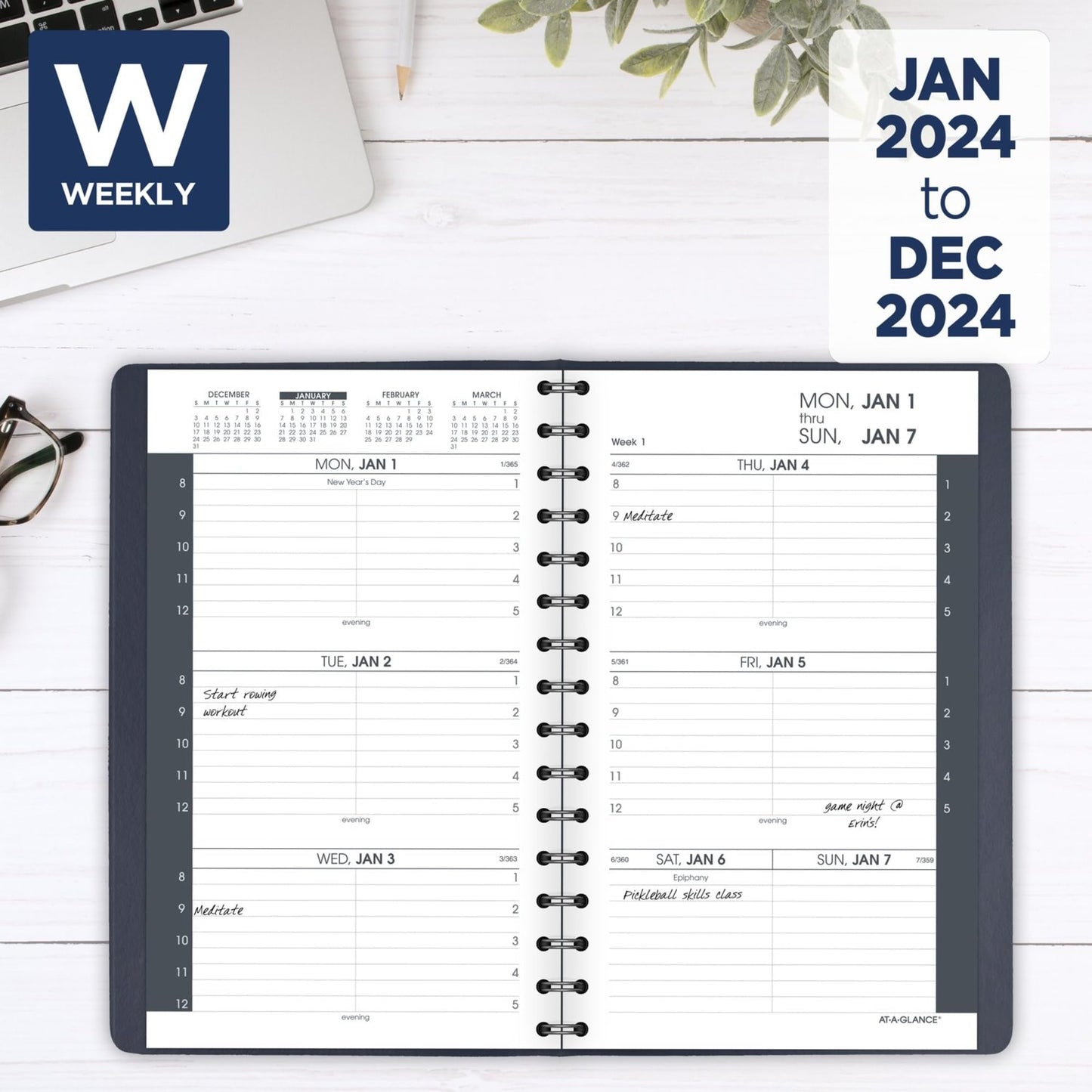 2024 AT-A-GLANCE® Weekly Appointment Book Planner, 5" x 8", Navy, January to December 2024, 7007520